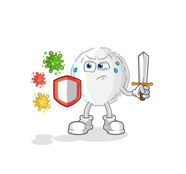 the white blood against viruses cartoon. cartoon mascot vecto