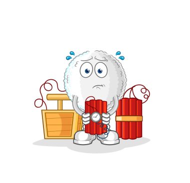 the white blood holding dynamite character. cartoon mascot vecto