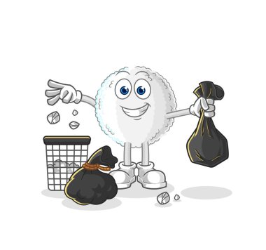 the white blood Throw garbage mascot. cartoon vecto