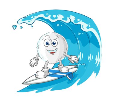 the white blood surfing character. cartoon mascot vecto