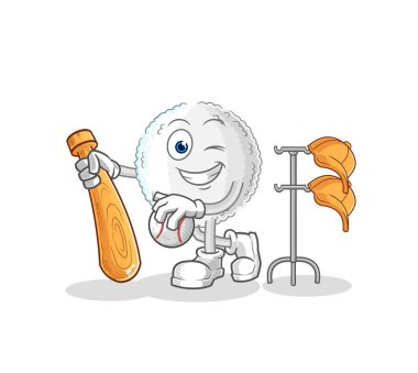 the white blood playing baseball mascot. cartoon vecto