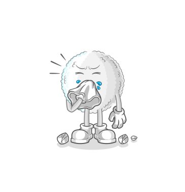 the white blood blowing nose character. cartoon mascot vecto