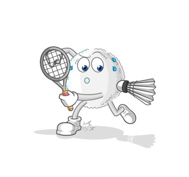 the white blood playing badminton illustration. character vecto