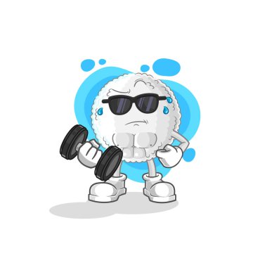 the white blood lifting dumbbell vector. cartoon characte