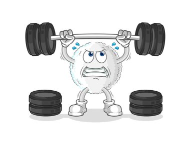 the white blood lifting the barbell character. cartoon mascot vecto