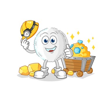 the white blood miner with gold character. cartoon mascot vecto