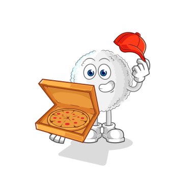 the white blood pizza delivery boy vector. cartoon characte