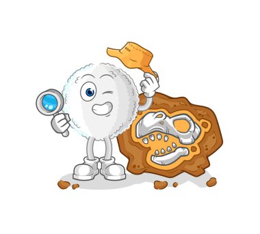 the white blood archaeologists with fossils mascot. cartoon vecto