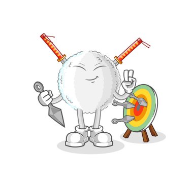 the white blood ninja cartoon. character vecto