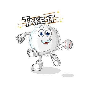 the white blood throwing baseball vector. cartoon characte