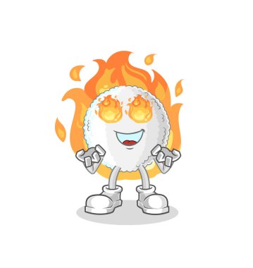 the white blood on fire mascot. cartoon vecto