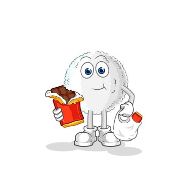 the white blood eat chocolate mascot. cartoon vecto
