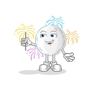 the white blood with fireworks mascot. cartoon vecto