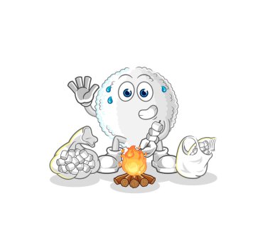 the white blood roasting marshmallows. cartoon mascot vecto