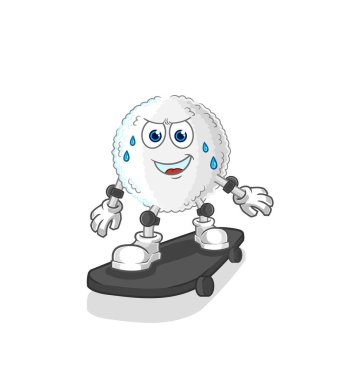 the white blood riding skateboard cartoon character vecto