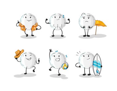 the white blood beach vacation set character. cartoon mascot vecto