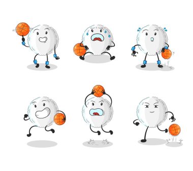 the white blood basketball player group character. mascot vecto