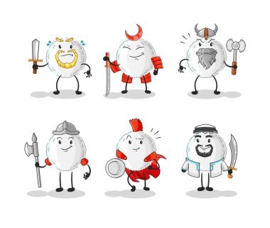 the white blood warrior group character. cartoon mascot vecto