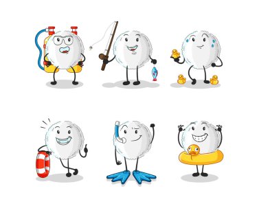 the white blood water activity group. cartoon mascot vecto