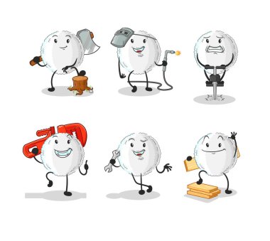 the white blood worker set character. cartoon mascot vecto