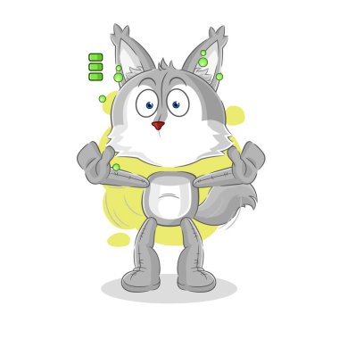 the wolf full battery character. cartoon mascot vecto