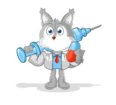 the wolf doctor holding medichine and injectio