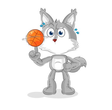 the wolf playing basket ball mascot. cartoon vecto
