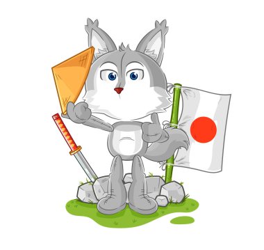 the wolf japanese vector. cartoon characte