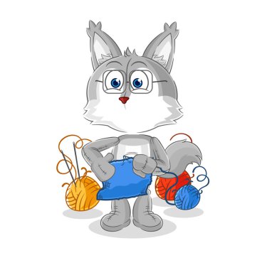the wolf tailor mascot. cartoon vecto