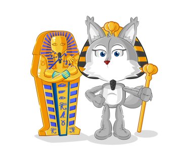 the wolf ancient egypt cartoon. cartoon mascot vecto