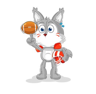 the wolf playing rugby character. cartoon mascot vecto