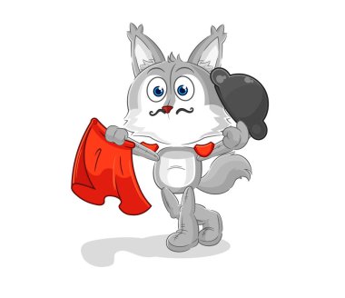 the wolf matador with red cloth illustration. character vecto