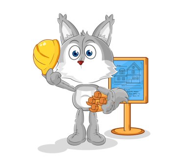 the wolf Architect illustration. character vecto