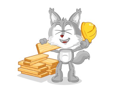 the wolf builder vector. cartoon characte