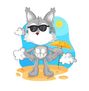 the wolf sunbathing in summer. character vecto