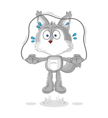 the wolf jump rope exercise. character vecto