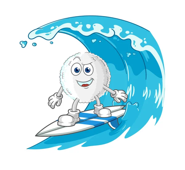 White Blood Surfing Character Cartoon Mascot Vecto — Archivo Imágenes Vectoriales