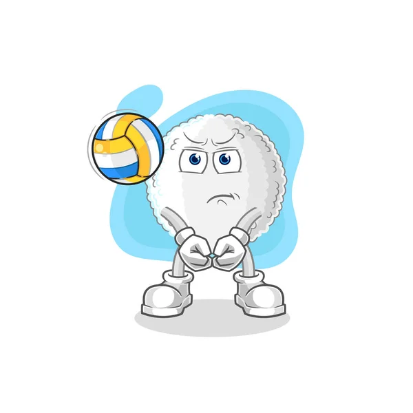 White Blood Play Volleyball Mascot Cartoon Vecto — Stock Vector