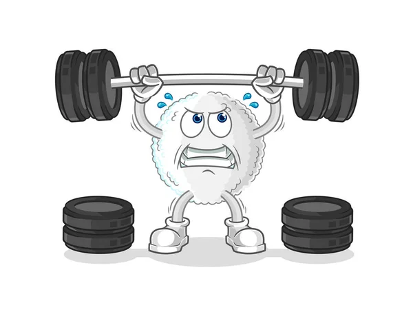 White Blood Lifting Barbell Character Cartoon Mascot Vecto — Vetor de Stock