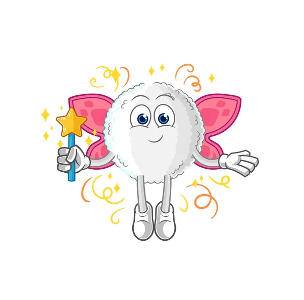 White Blood Fairy Wings Stick Cartoon Mascot Vecto — Vector de stock