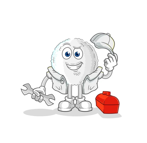 White Blood Mechanic Cartoon Cartoon Mascot Vecto — Stock Vector