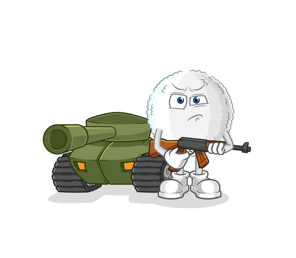 Белый Солдат Танковым Характером Мультипликационный Талисман — стоковый вектор