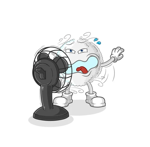 White Blood Fan Character Cartoon Mascot Vecto — Stock Vector