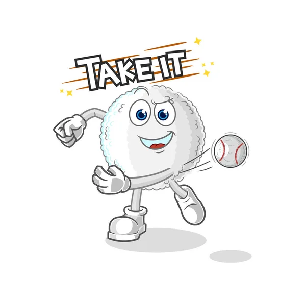 White Blood Throwing Baseball Vector Cartoon Characte — Vettoriale Stock