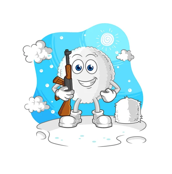 White Blood Soldier Winter Character Mascot Vecto — Vettoriale Stock