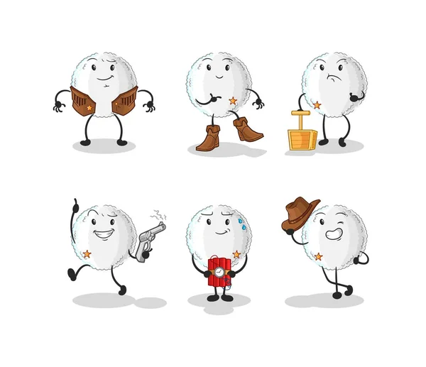 White Blood Cowboy Group Character Cartoon Mascot Vecto — Vetor de Stock