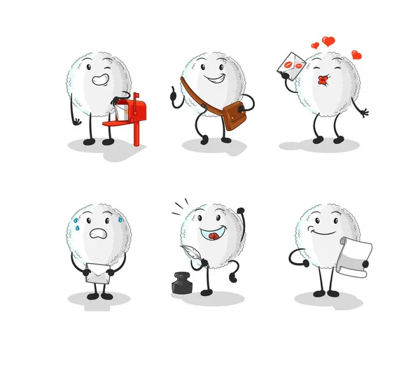 White Blood Postman Set Character Cartoon Mascot Vecto — Vetor de Stock