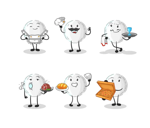 White Blood Restaurant Group Character Cartoon Mascot Vecto — Vetor de Stock