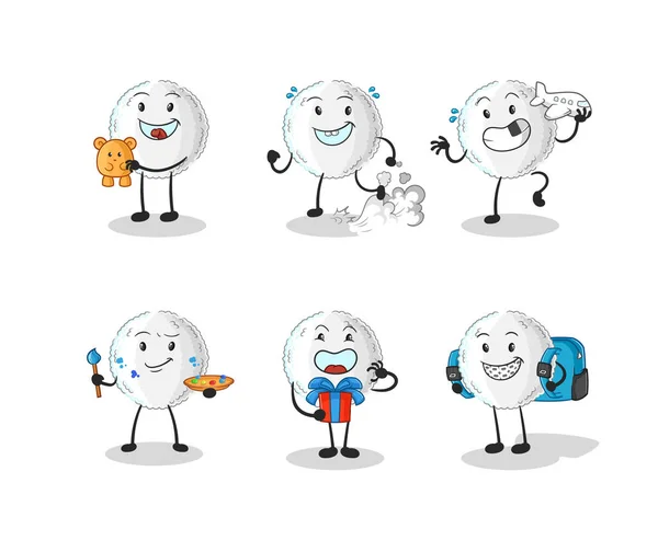 White Blood Children Group Character Cartoon Mascot Vecto — Vetor de Stock