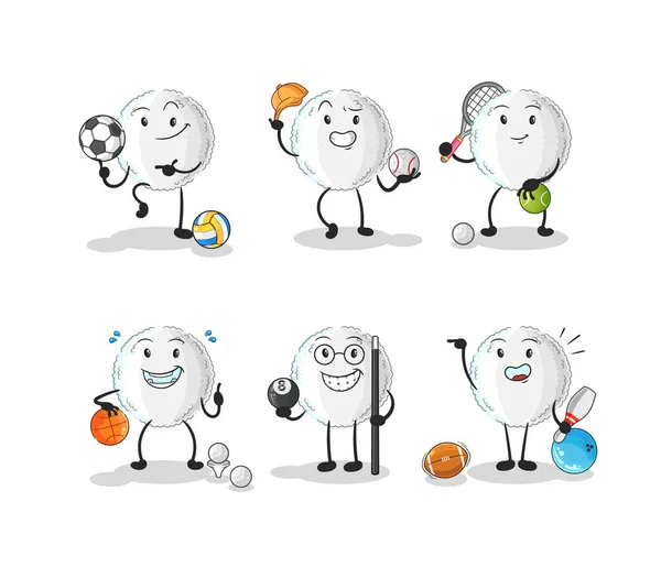 White Blood Sport Set Character Cartoon Mascot Vecto — Vetor de Stock